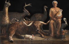 GUARDIAN WITH TWELVE ANIMALS, Figurative, Oil, Contemporary Realist Painting