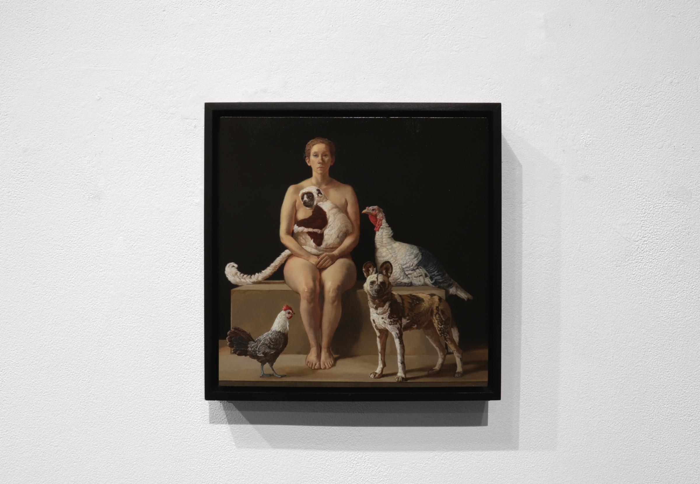 Patricia Traub’s empathy shapes the manner in which she composes her paintings. She draws live subjects and develops her paintings from the drawings. Each animal is carefully observed as an individual, its feathers, fur, gesture, and weight carrying