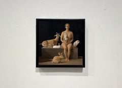 RESCUER WITH OWLS, RABBITS, & A FERAL GOAT - Contemporary Realism / Wildlife