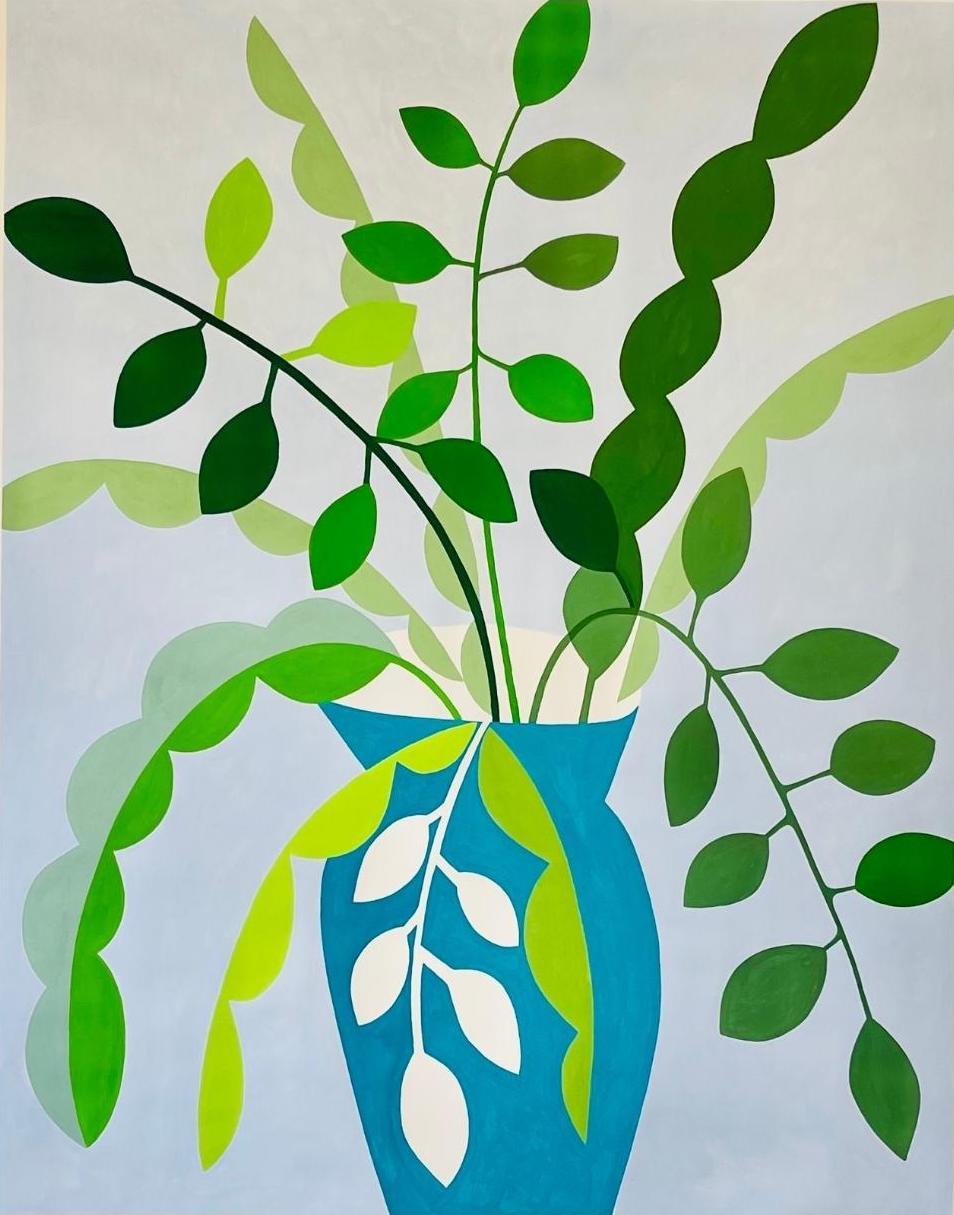 Patricia Udell Abstract Painting - Two Leaves Almost Touching