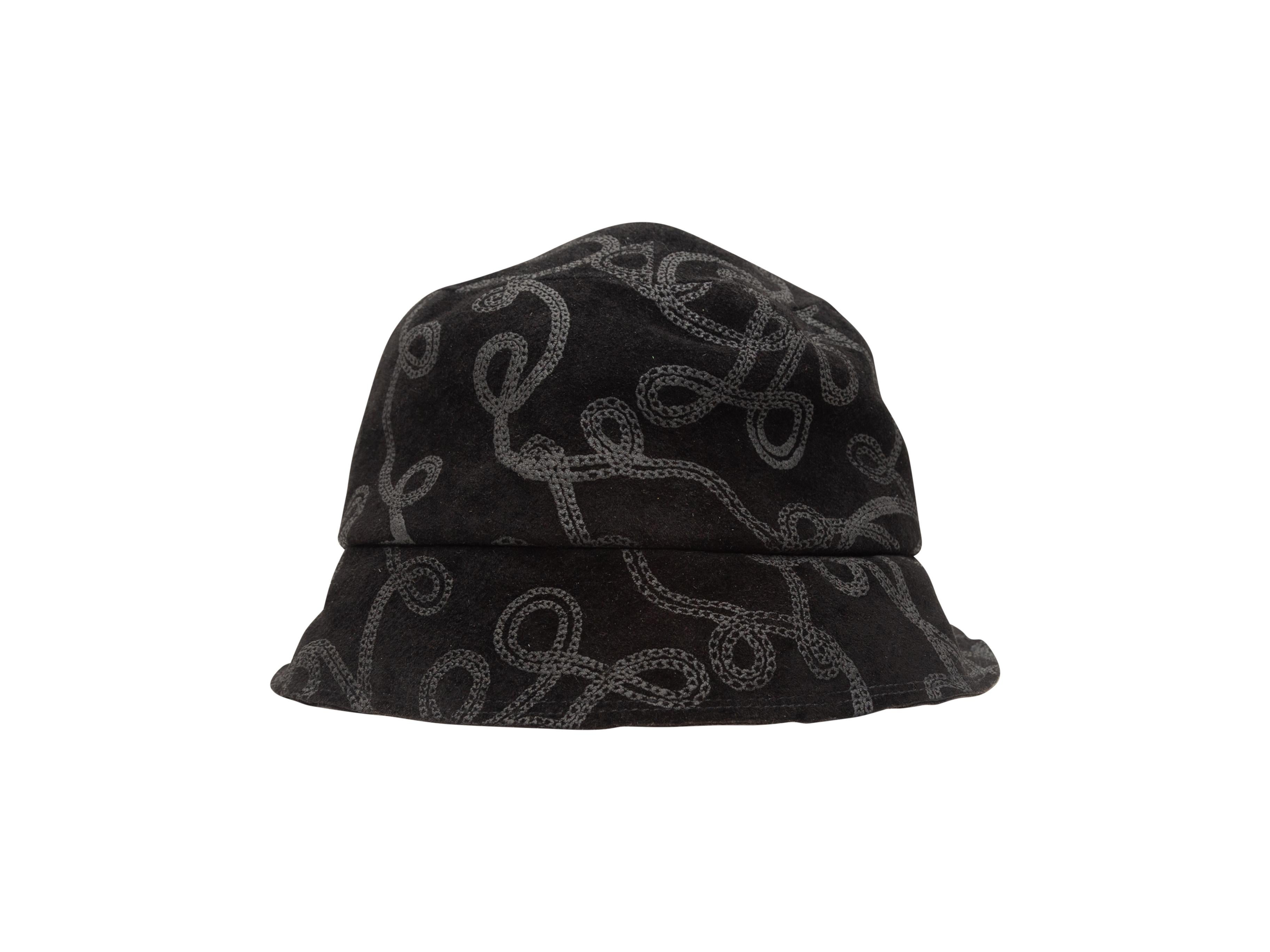 Patricia Underwood Black Patterned Bucket Hat In Good Condition In New York, NY