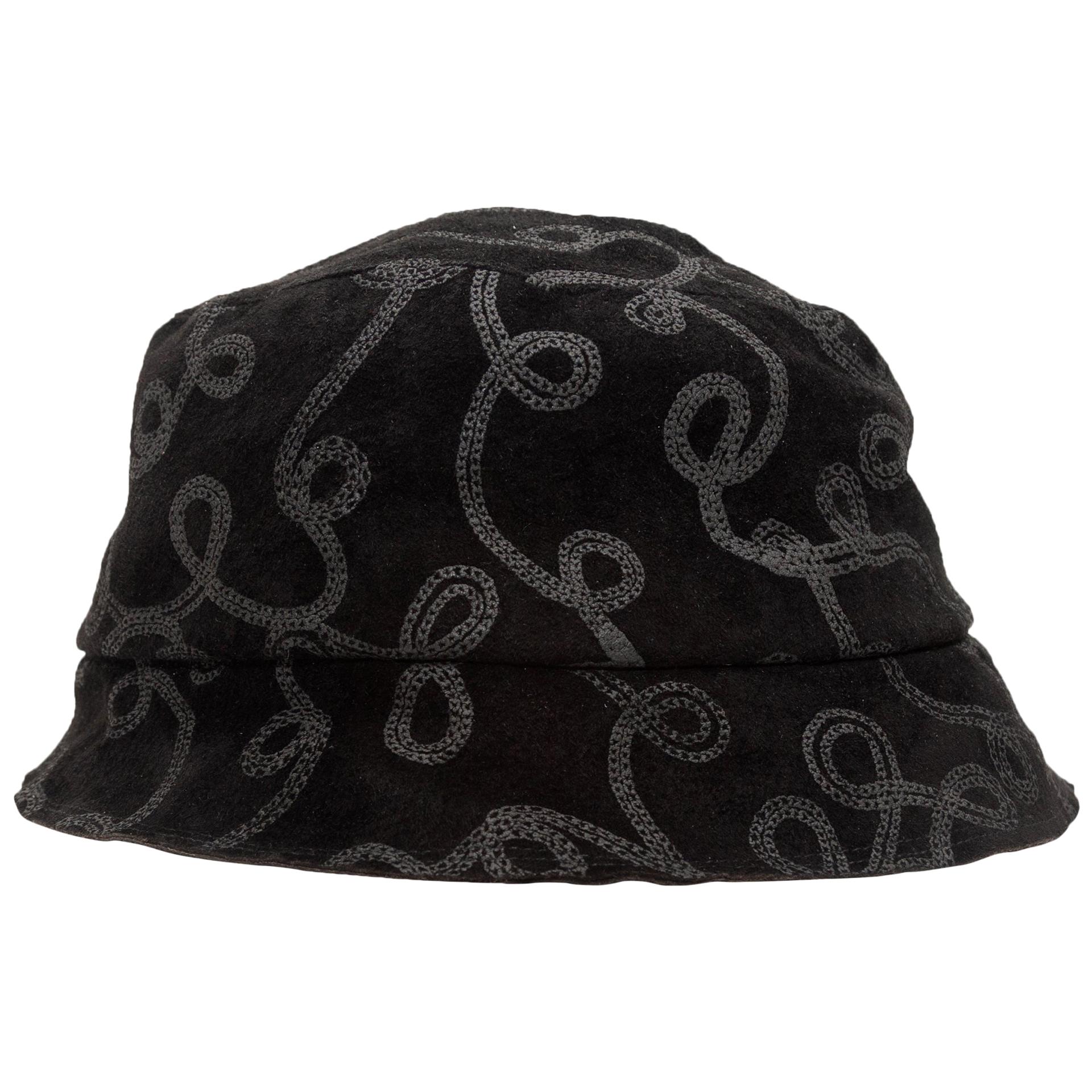 Patricia Underwood Black Patterned Bucket Hat