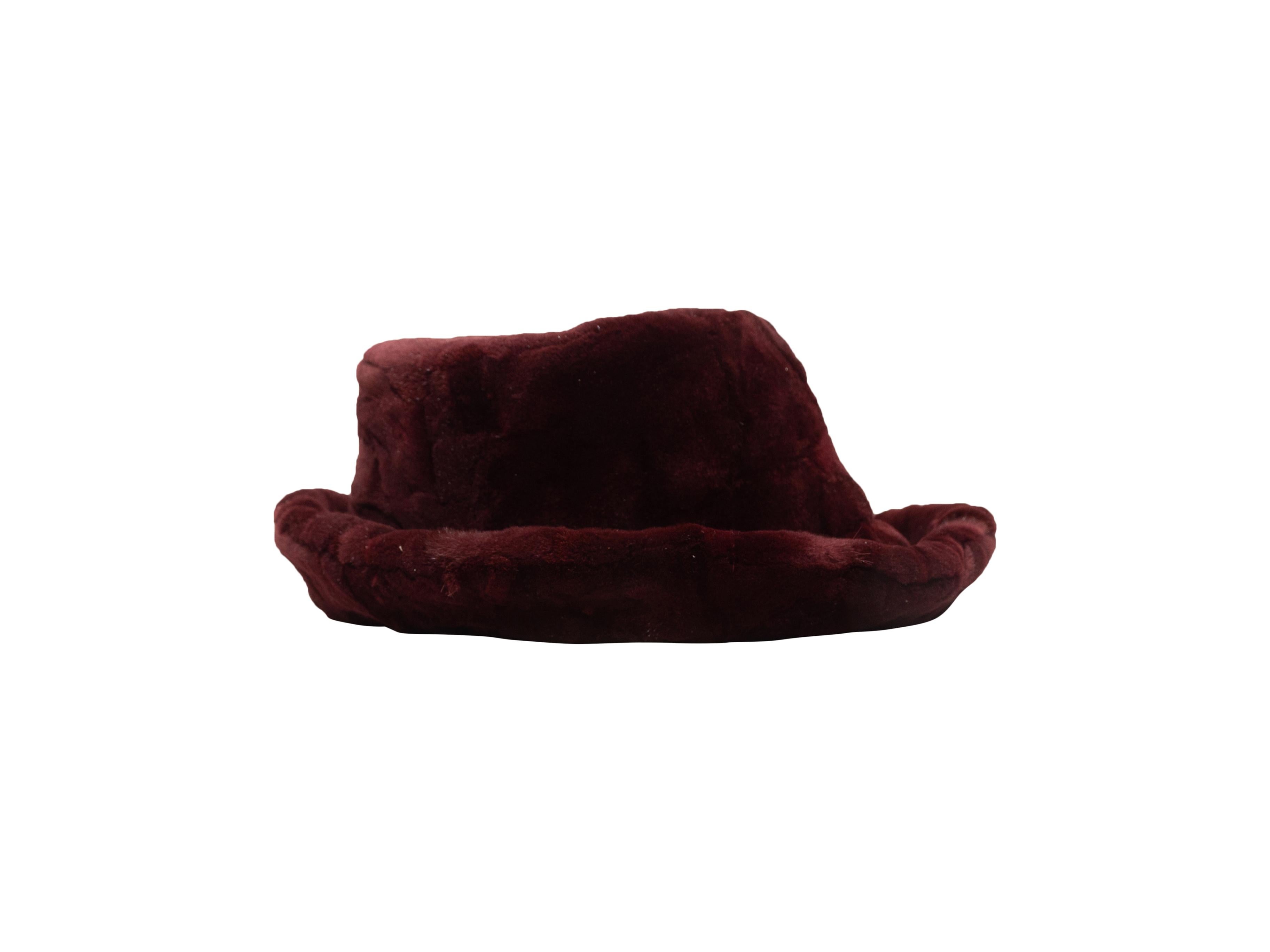 Product Details: Burgundy fur hat by Patricia Underwood. 4