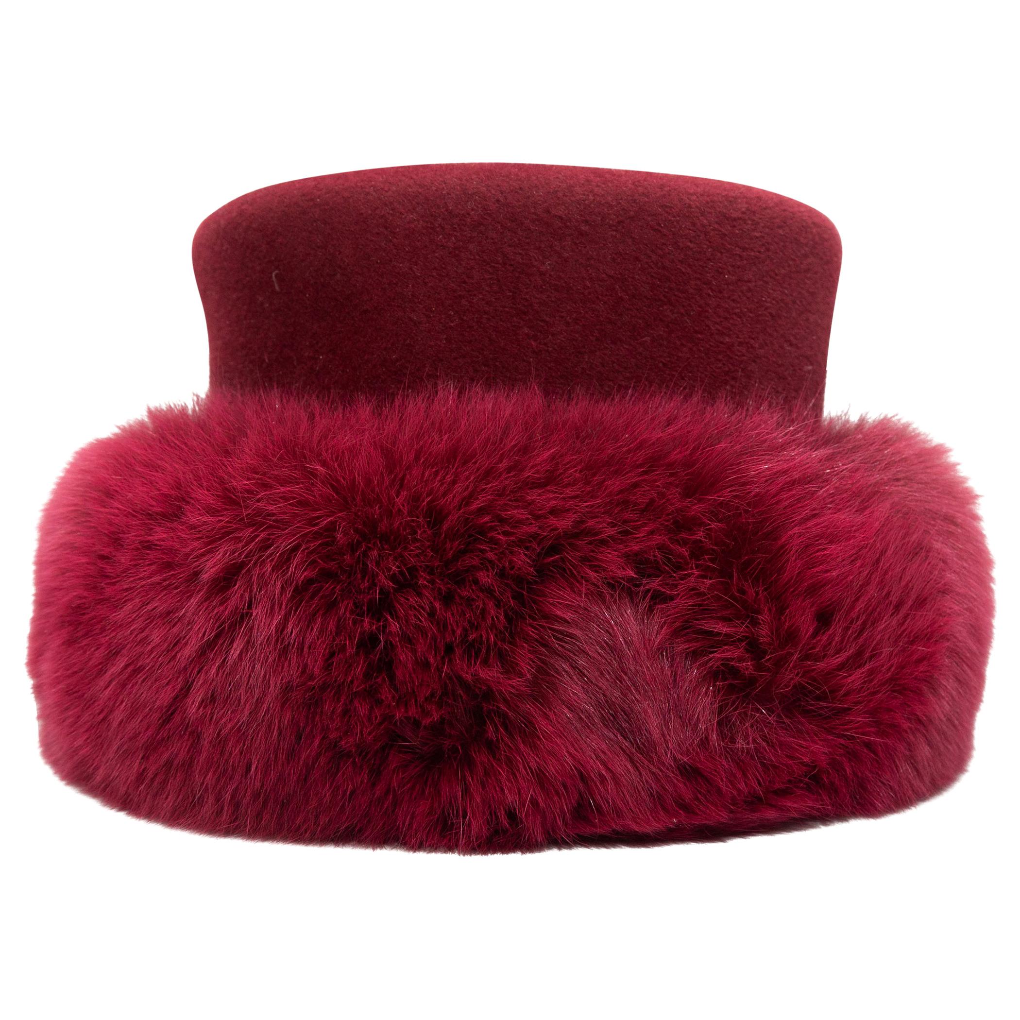 Patricia Underwood Raspberry Wool & Fur Hat
