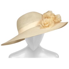 Patricia Underwood Silk Flower Trimmed Wide Brim Hat