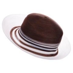 Patricia Underwood Vintage Brown and White Striped Summer Hat