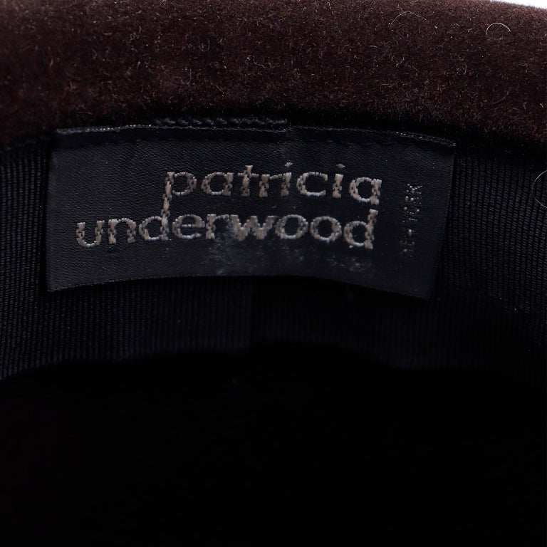 Patricia Underwood Vintage Brown Wool Hat with Snakeskin Band For Sale 2