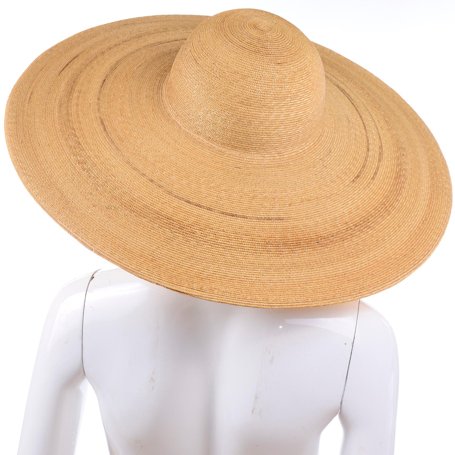 Women's Patricia Underwood Vintage Wide Brim Natural Woven Straw Hat