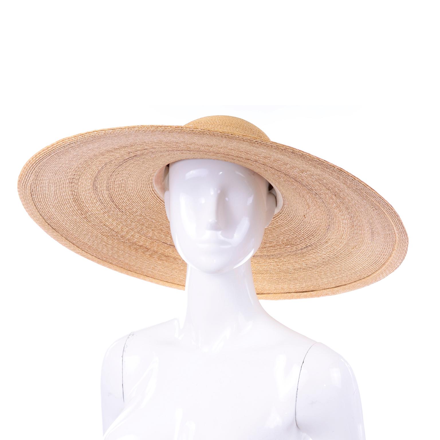 Patricia Underwood Vintage Wide Brim Natural Woven Straw Hat 1