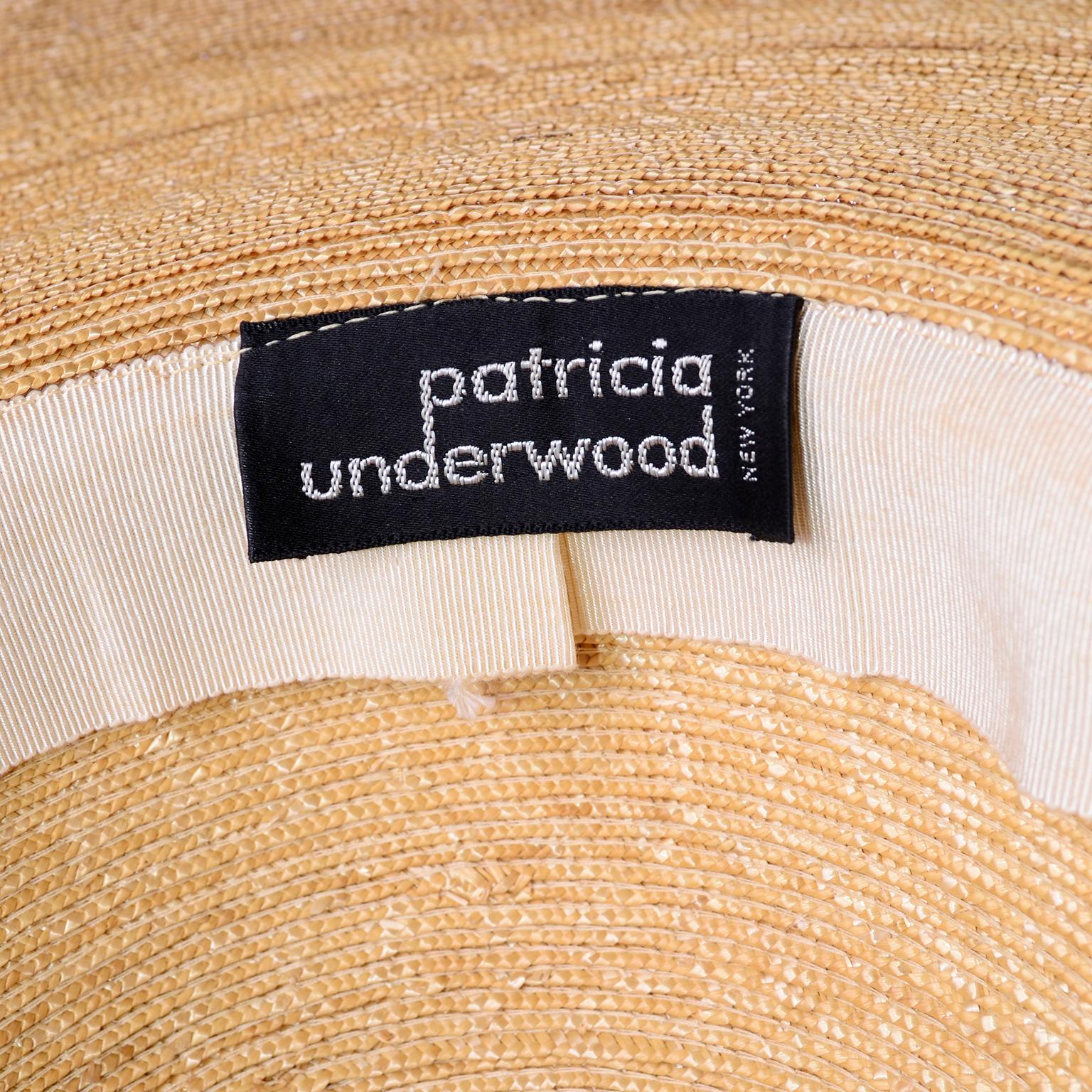 Patricia Underwood Vintage Wide Brim Natural Woven Straw Hat 2
