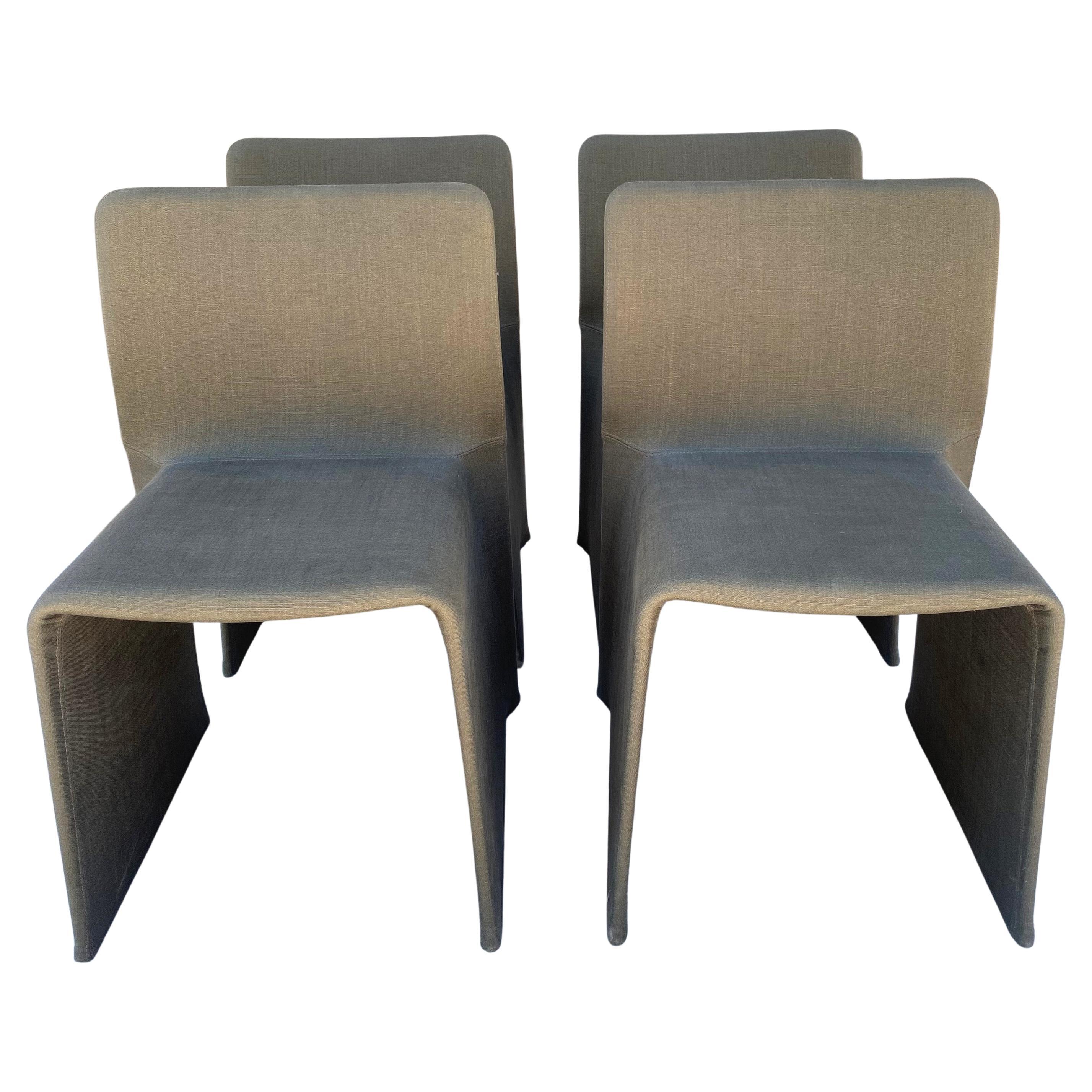 Patricia Urquiola 4 Handschuh-Stühle Molteni Ausgabe Metall/Trikot