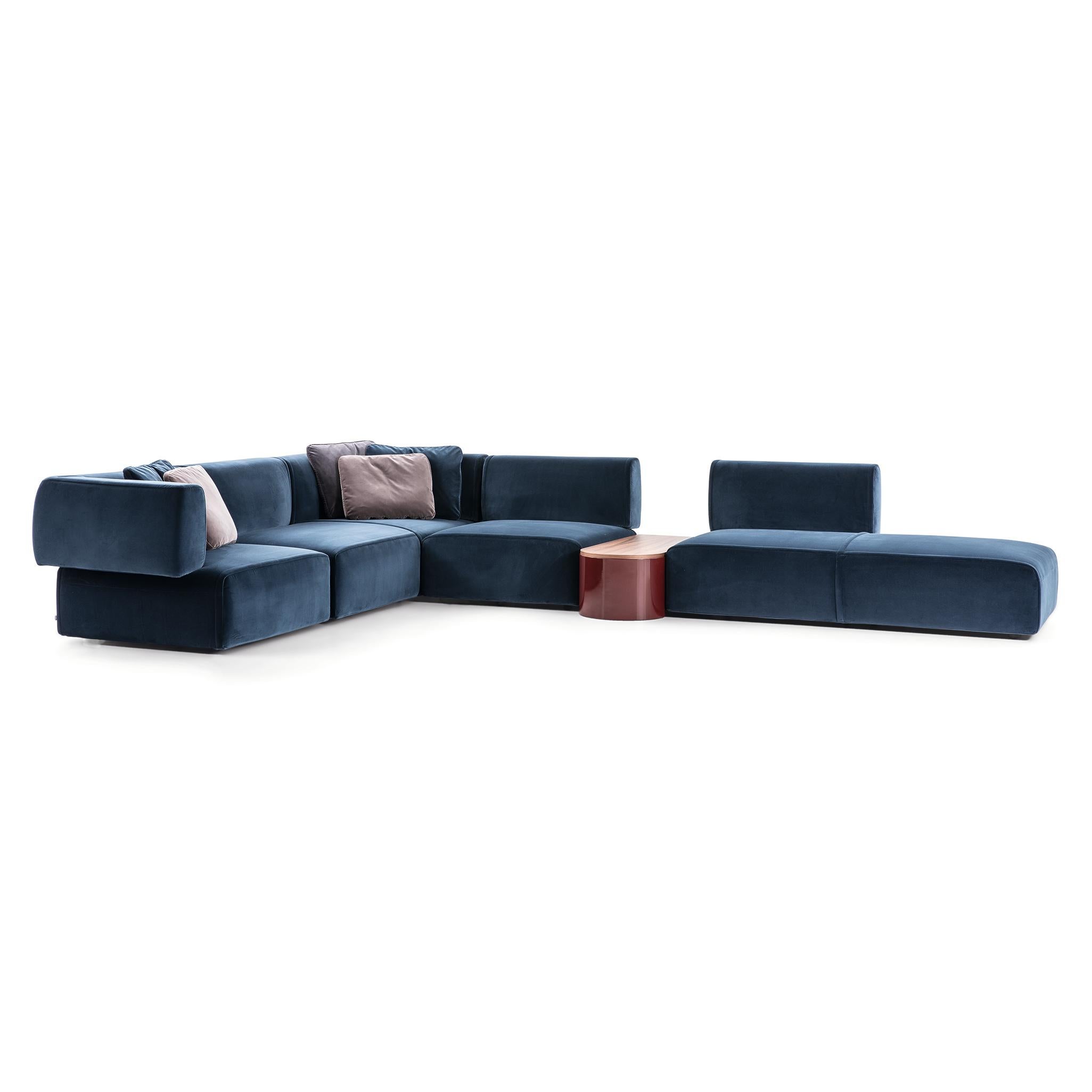 Modular Sofa designed by Patricia Urquiola in 2018. Manufactured by Cassina in Italy.

An inventive modular sofa, with soft, inviting curves that bespeak comfort to the max and extreme versatility. The rounded arm-rests curve to meet the back, the