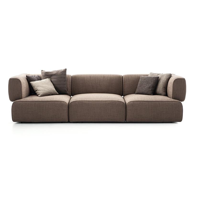 Modular sofa designed by Patricia Urquiola in 2018. Manufactured by Cassina in Italy.

An inventive modular sofa, with soft, inviting curves that bespeak comfort to the max and extreme versatility. The rounded arm-rests curve to meet the back, the