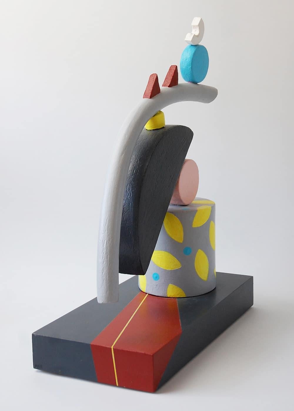Arc by Patricia Volk - Abstract ceramic sculpture, painted clay, geometric For Sale 1