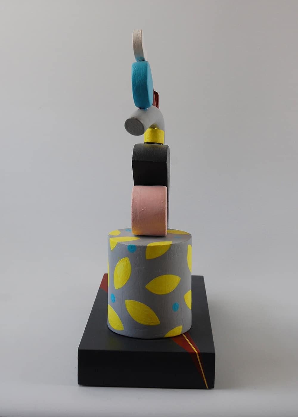 Arc by Patricia Volk - Abstract ceramic sculpture, painted clay, geometric For Sale 3