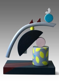 Arc by Patricia Volk - Abstract ceramic sculpture, painted clay, geometric