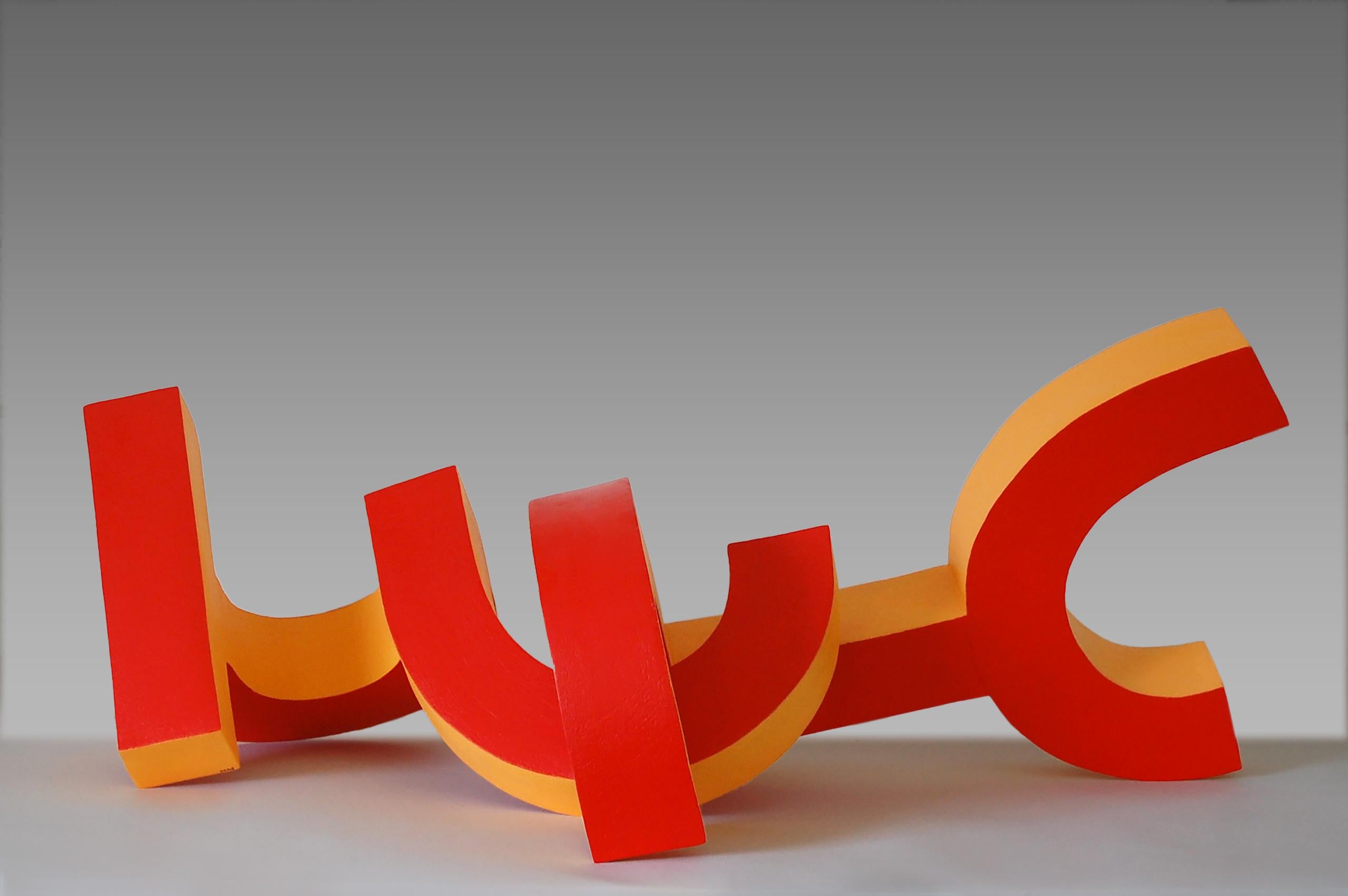 Assemblage by Patricia Volk - Abstract ceramic sculpture, red, orange, vivid