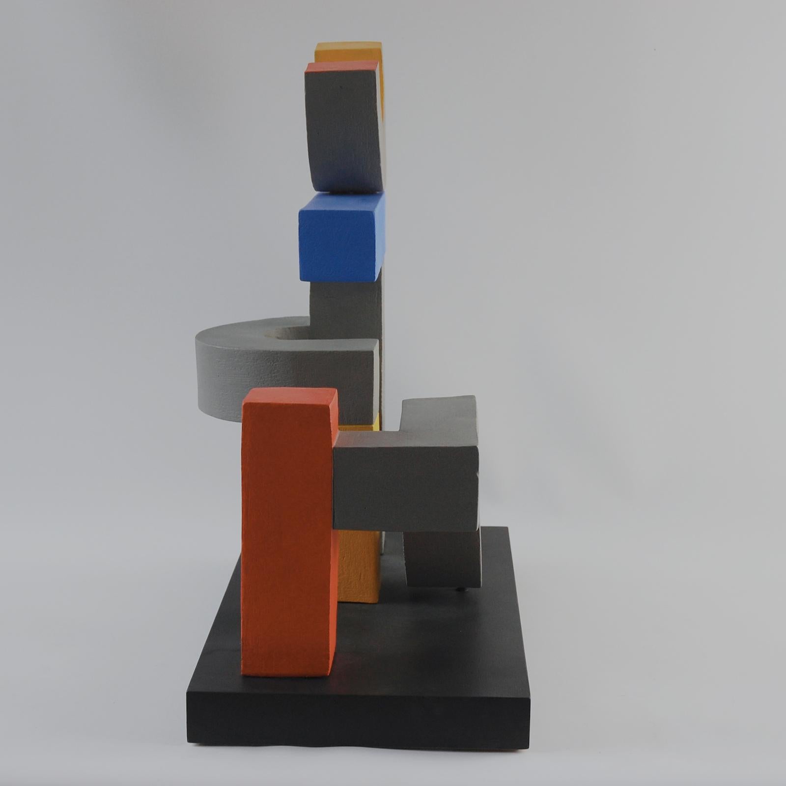 Assemblie de Patricia Volk - Sculpture en céramique abstraite, argile peinte en vente 2