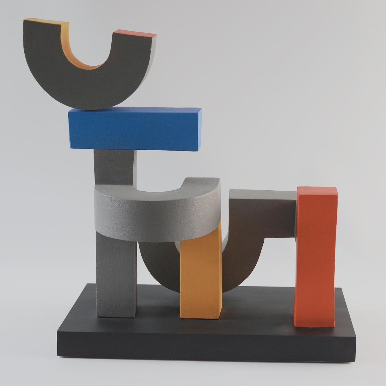 Assemblie de Patricia Volk - Sculpture en céramique abstraite, argile peinte en vente 3