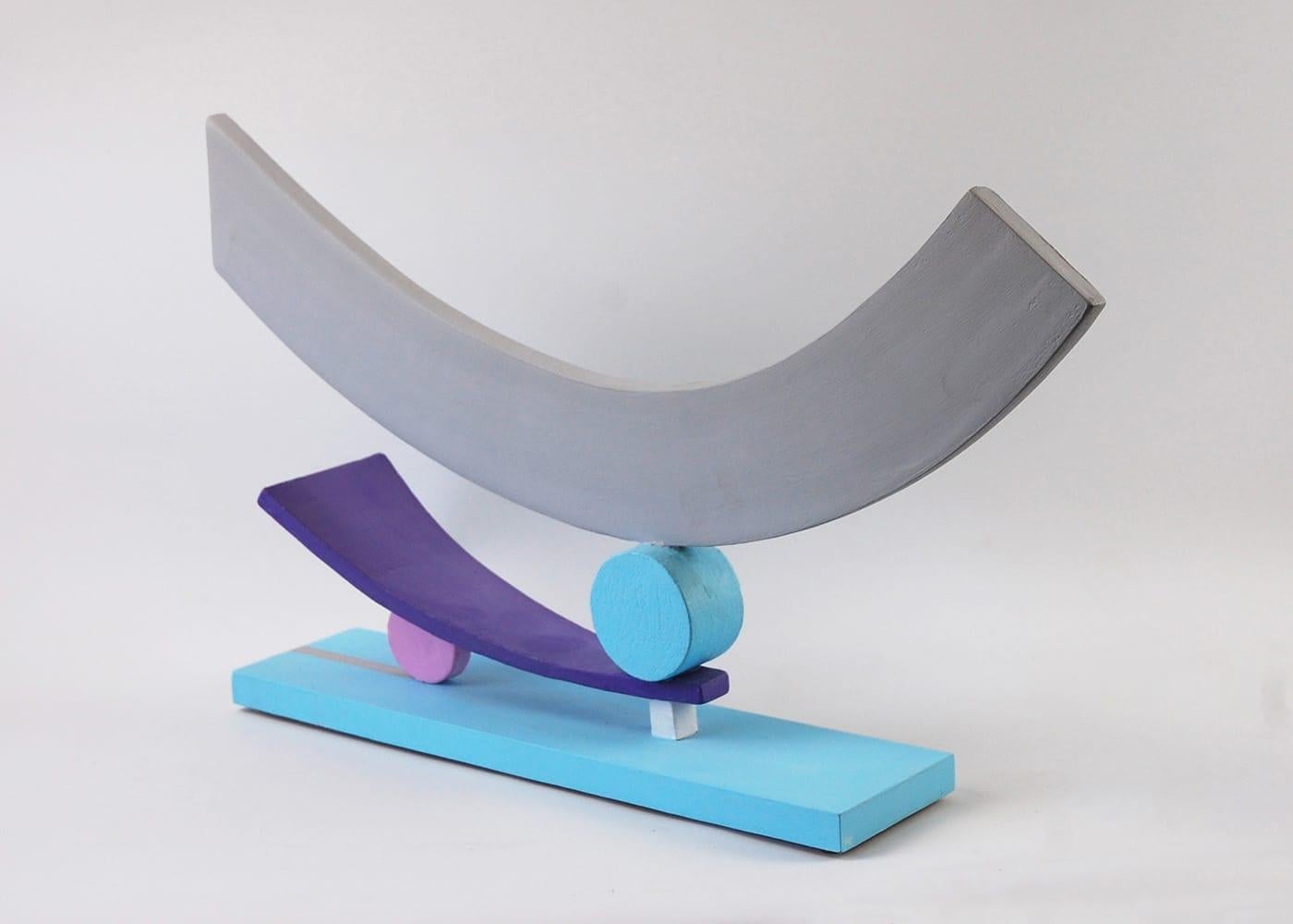 Balance by Patricia Volk - Abstract ceramic sculpture, painted clay, geometric For Sale 2