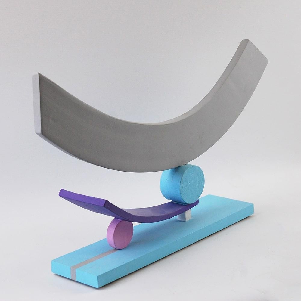 Balance by Patricia Volk - Abstract ceramic sculpture, painted clay, geometric For Sale 3
