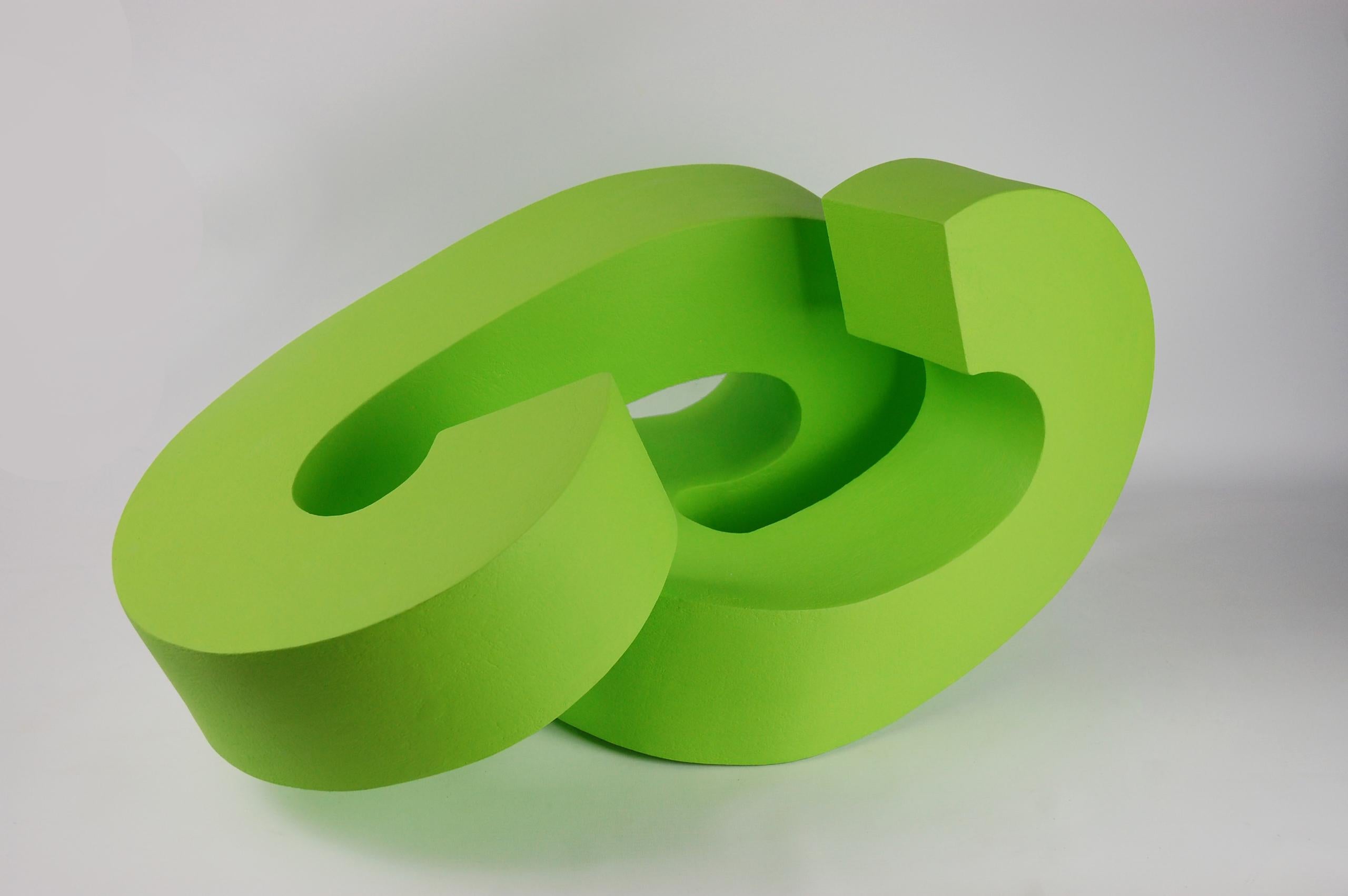 Betwixt by Patricia Volk - Abstract ceramic sculpture, painted clay, green, form