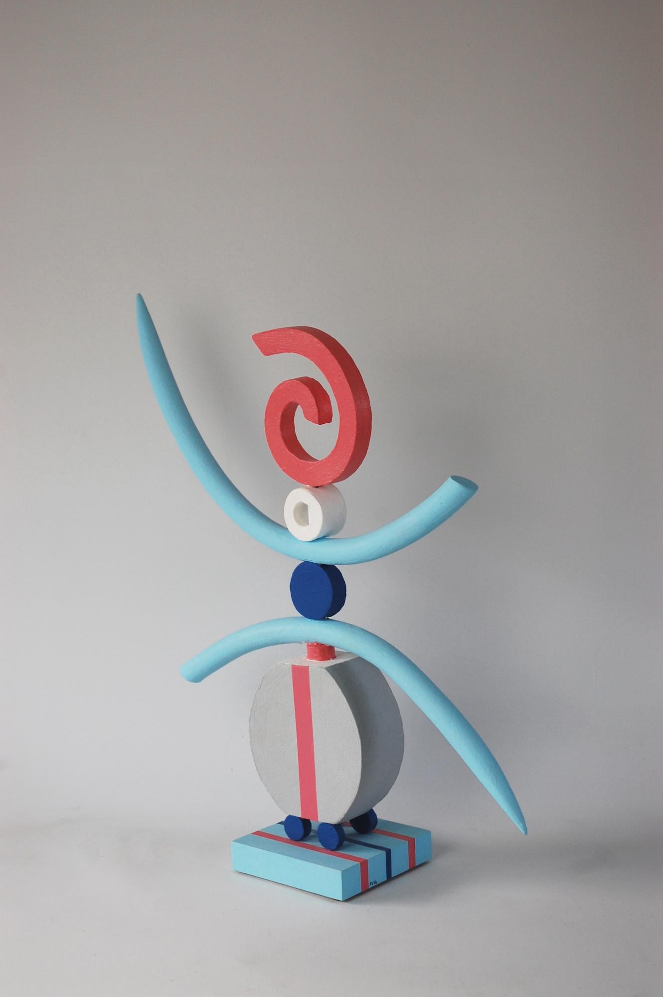 Cairn (4) de Patricia Volk - Escultura abstracta de cerámica, arcilla pintada, dinámica en venta 2