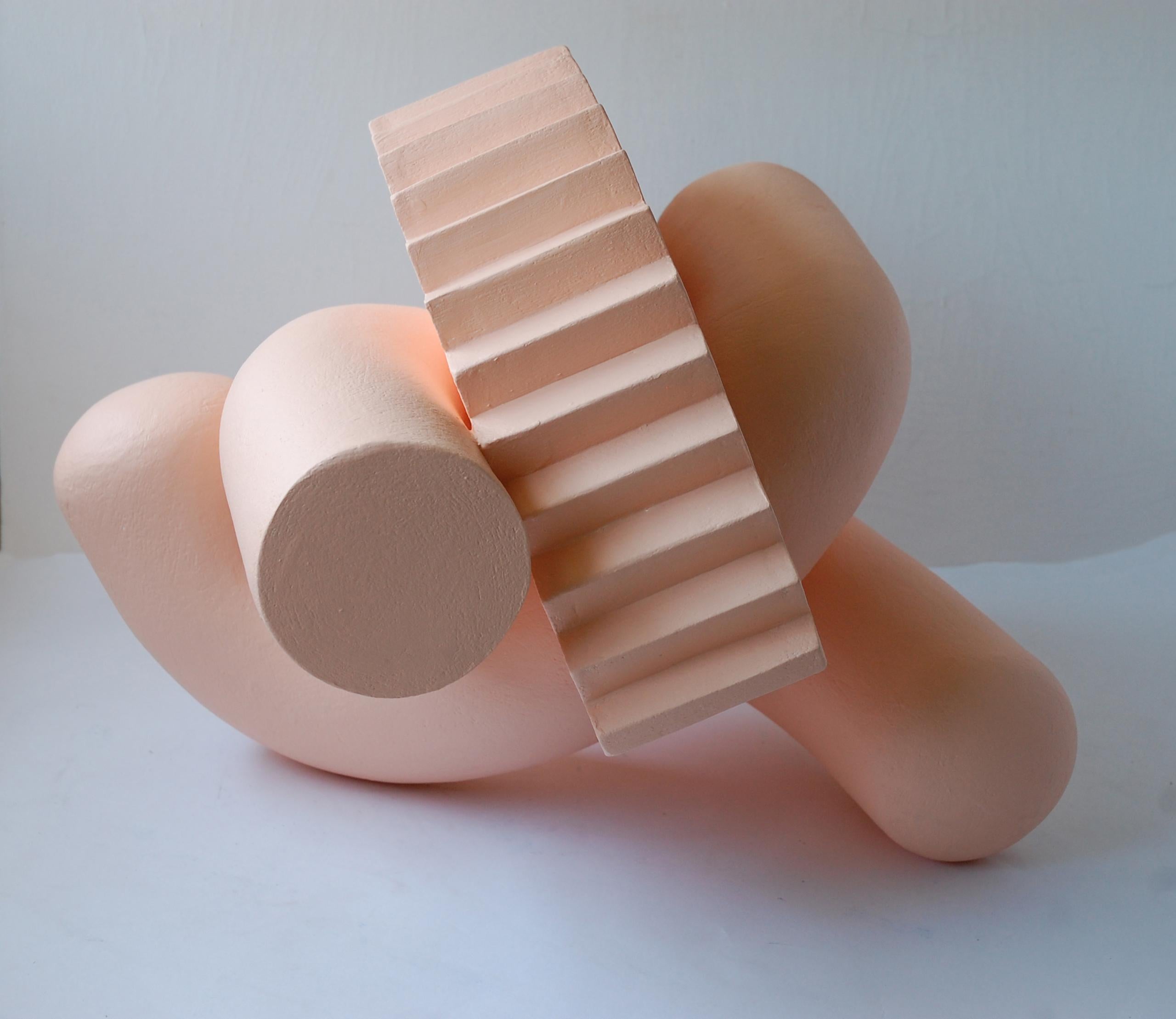 Cog (Naples) von Patricia Volk – Abstrakte Keramikskulptur, gemalter Ton, Pastell im Angebot 6
