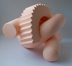 Cog (Naples) by Patricia Volk - Abstract ceramic sculpture, painted clay, pastel