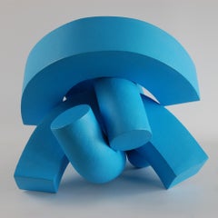Embrace (Light Blue) by Patricia Volk - Abstract ceramic sculpture, blue, vivid