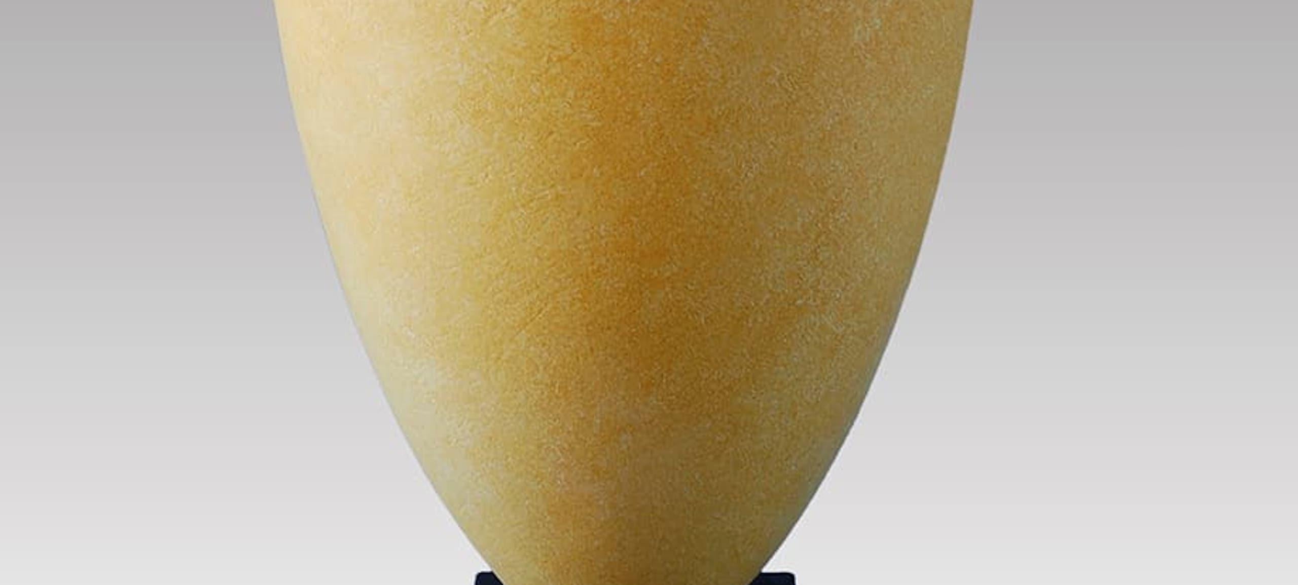 Eternal by Patricia Volk - Abstract ceramic sculpture, painted clay, yellow For Sale 4