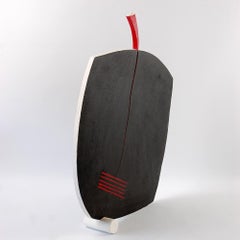 Fissure by Patricia Volk - Abstract ceramic sculpture, painted clay, black, red