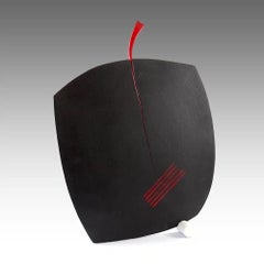 Fissure by Patricia Volk - Abstract ceramic sculpture, painted clay, black, red