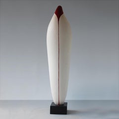 Line by Patricia Volk - Abstract ceramic sculpture, painted clay, outdoor