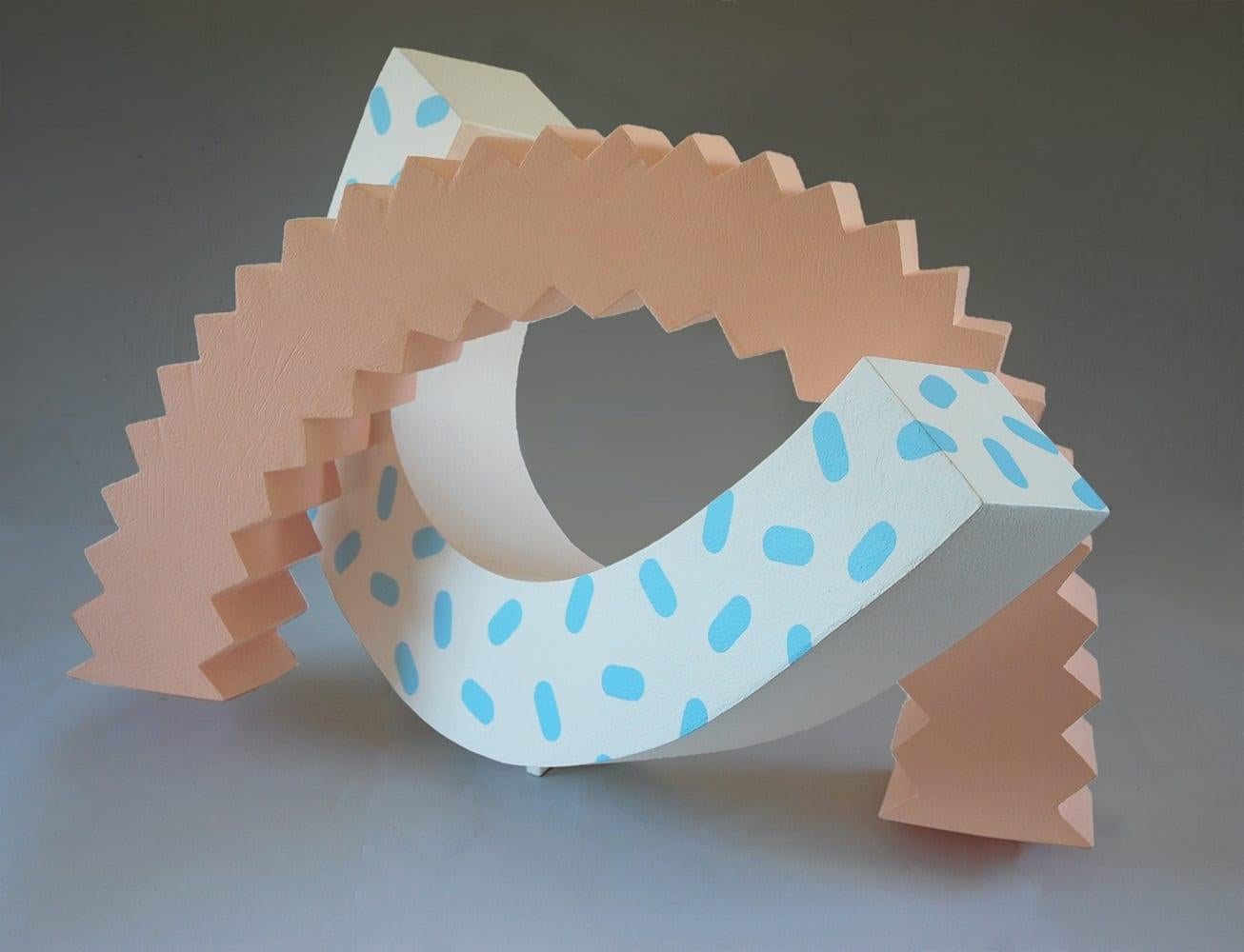 Opposite de Patricia Volk - Sculpture céramique abstraite, argile peinte, pastel en vente 3
