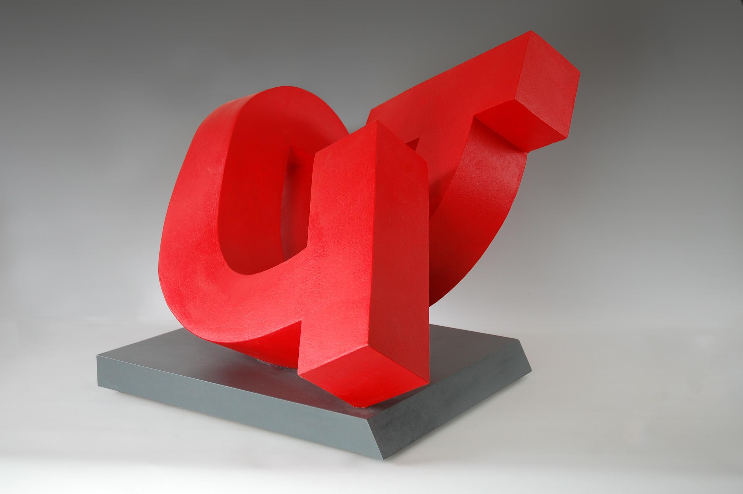 Pivot de Patricia Volk - Escultura abstracta de cerámica, arcilla pintada, dinámica, roja en venta 5