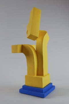 Proteger por Patricia Volk - Cerámica abstracta, arcilla pintada, amarillo brillante