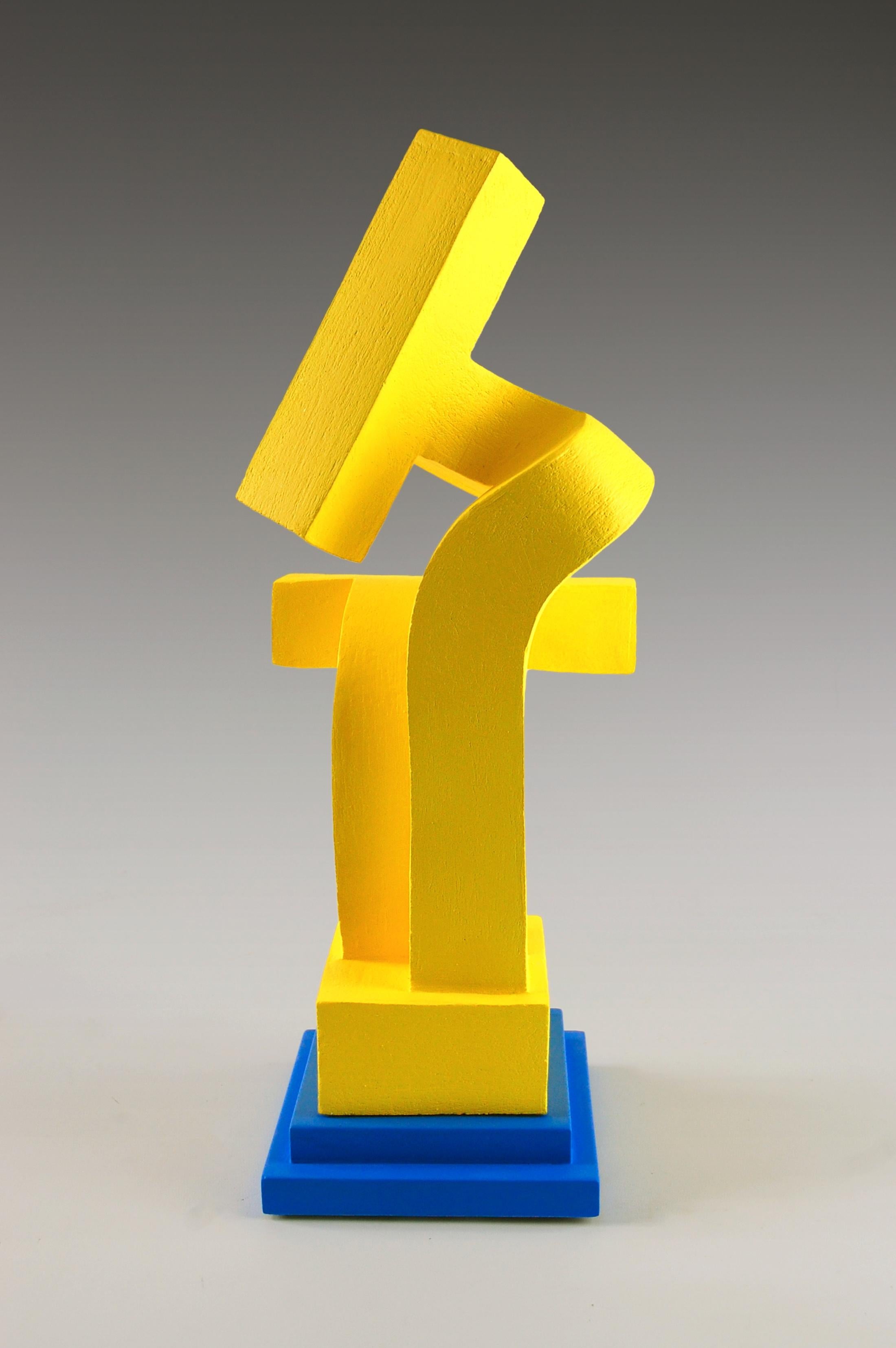 Protect by Patricia Volk - Abstract ceramics, painted clay, bright yellow