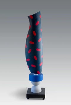 Random di Patricia VOLK - Scultura astratta in ceramica, verticale, blu