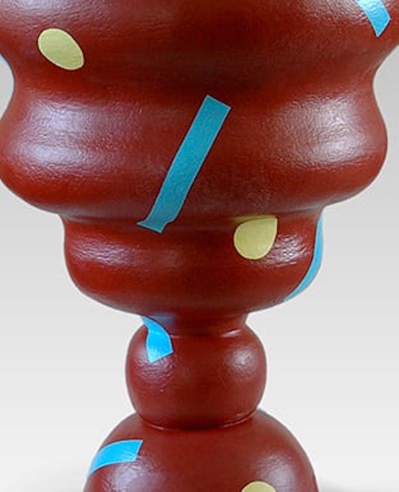 Rattle by Patricia Volk - Abstract ceramic sculpture, painted clay, oxblood For Sale 1