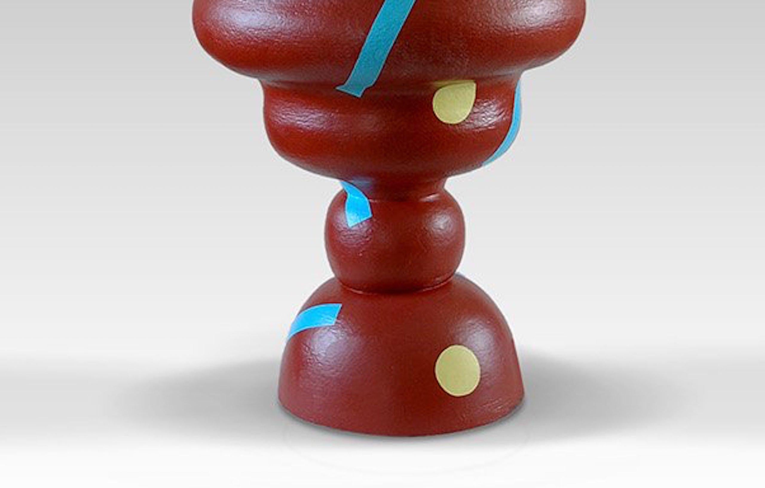 Rattle by Patricia Volk - Abstract ceramic sculpture, painted clay, oxblood For Sale 2