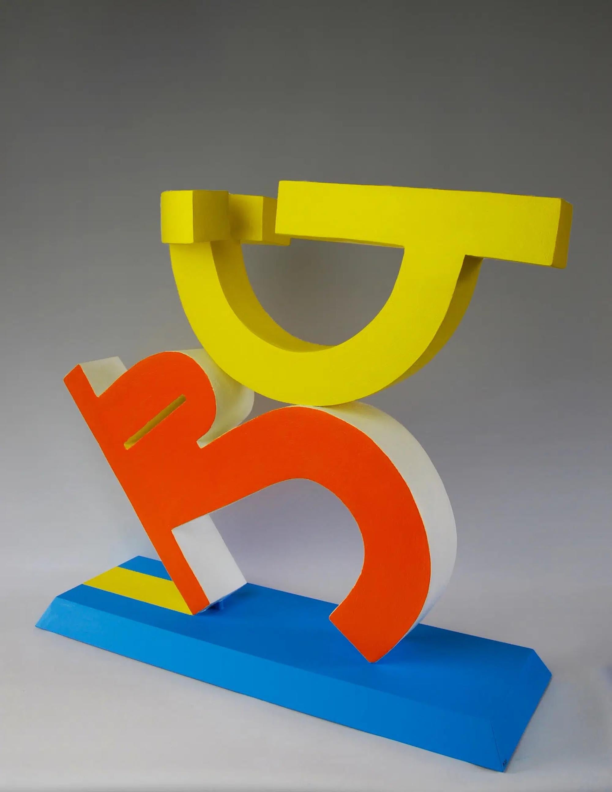 Rocker is a fired clay constructed, painted and mounted on MDF sculpture by Patricia Volk, dimensions are 71 × 75 × 25 cm (28 × 29.5 × 9.8 in). 
It is a unique signed piece and comes with a certificate of authenticity signed by the artist.