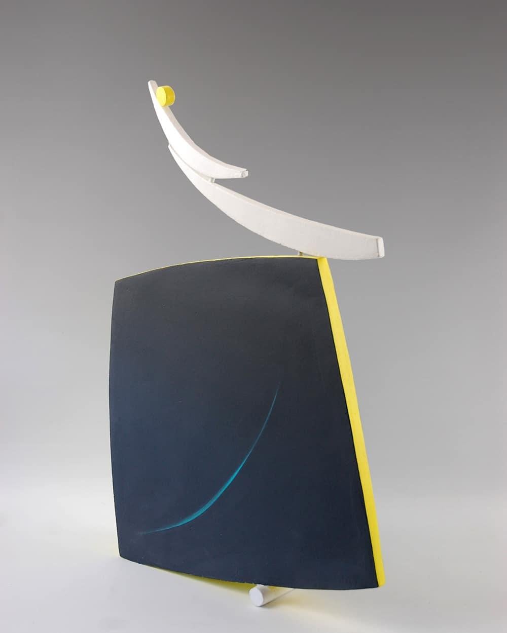 Selene by Patricia Volk - Abstract ceramic sculpture, painted clay, geometric For Sale 2