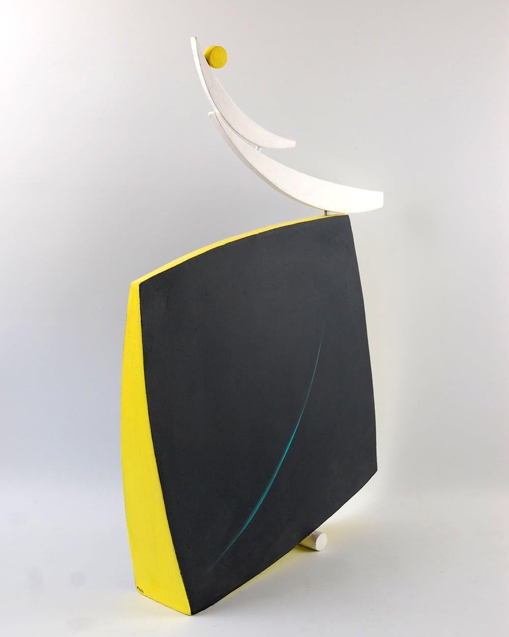 Selene by Patricia Volk - Abstract ceramic sculpture, painted clay, geometric For Sale 3