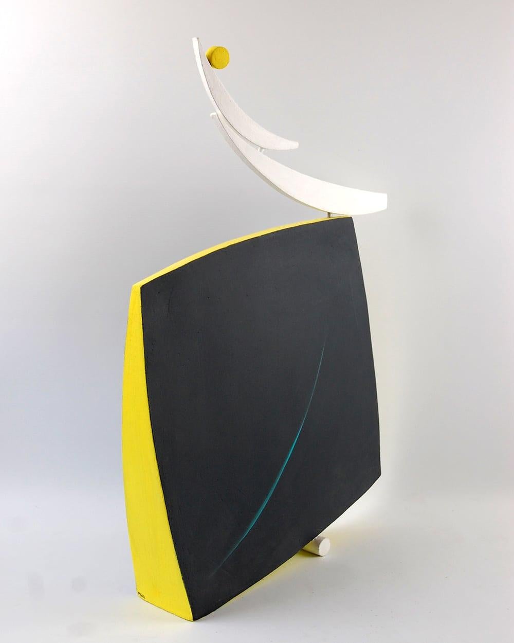 Selene de Patricia Volk - Escultura abstracta de cerámica, arcilla pintada, geométrica en venta 3