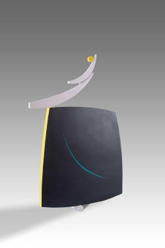 Selene by Patricia Volk - Abstract ceramic sculpture, painted clay, geometric