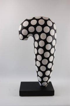Serendipity by Patricia Volk - Abstract ceramic sculpture, black & white, red