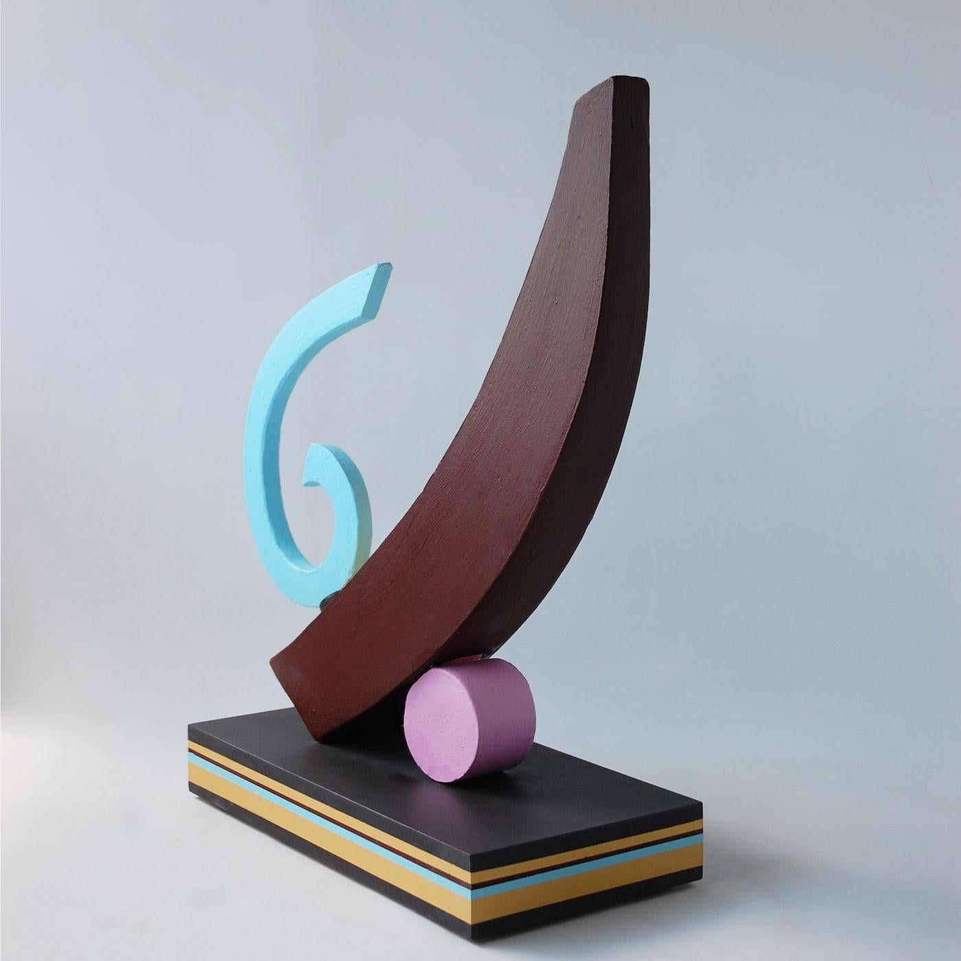 Sisyphe de Patricia Volk - Sculpture céramique abstraite, argile peinte, géométrique en vente 3