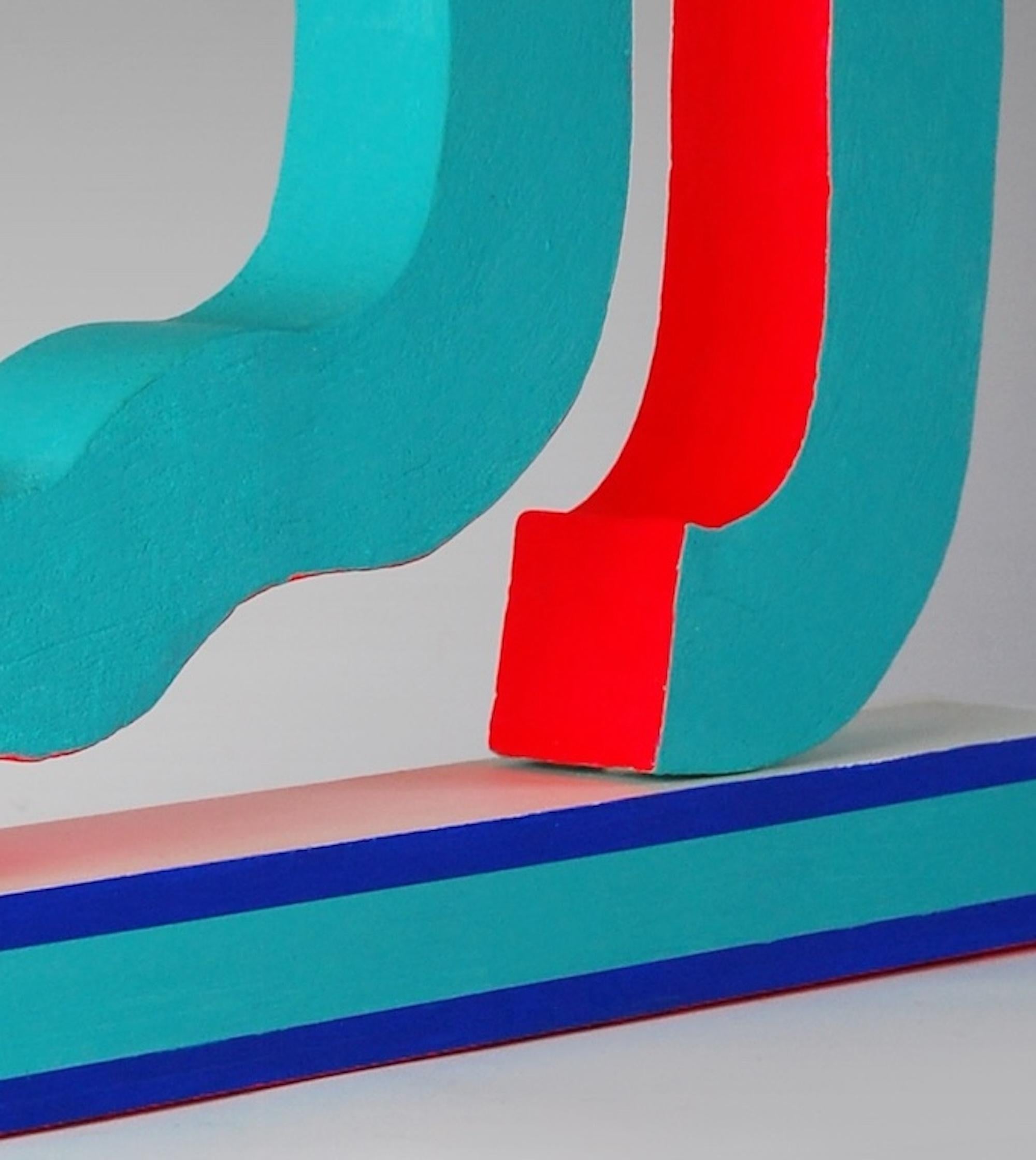 Slide by Patricia Volk - Abstract ceramic sculpture, painted clay, blue For Sale 4