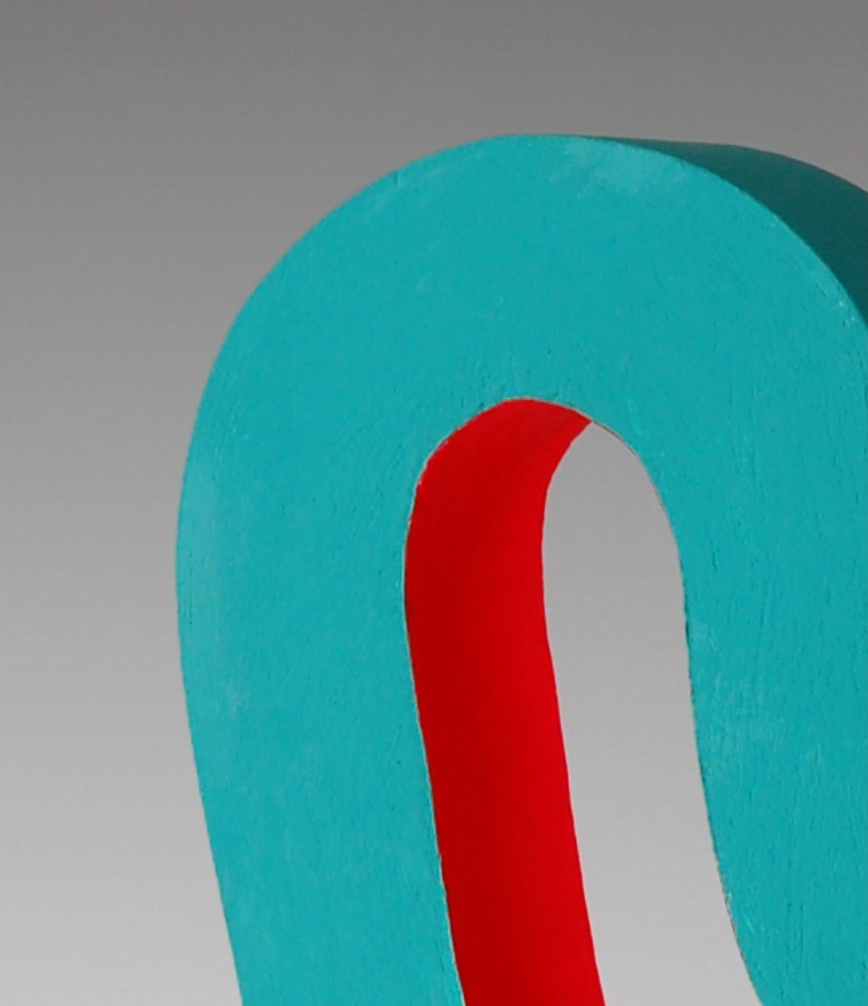Slide by Patricia Volk - Abstract ceramic sculpture, painted clay, blue For Sale 5